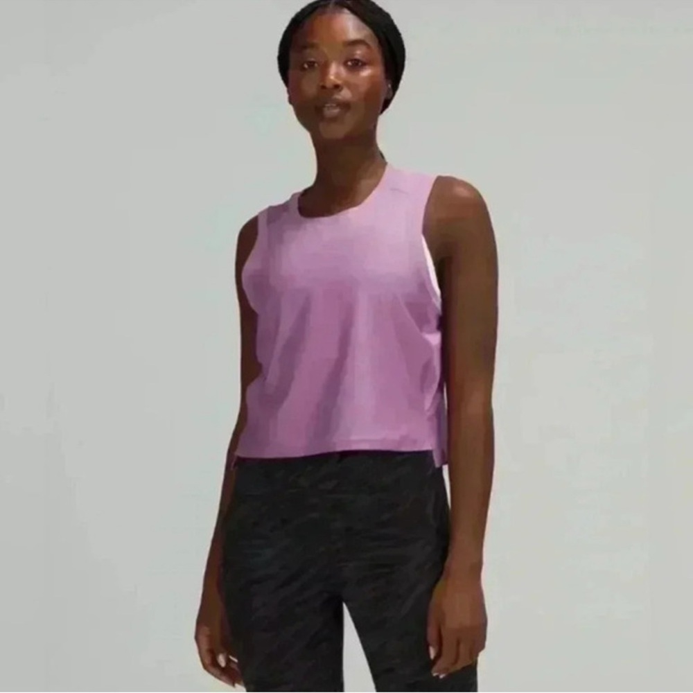 Lululemon Mesh Back Cropped Train Tank Top Wisteria Purple 6